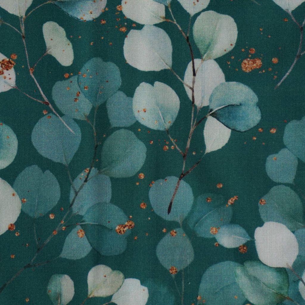 Viskose Druck Eukalyptus grün